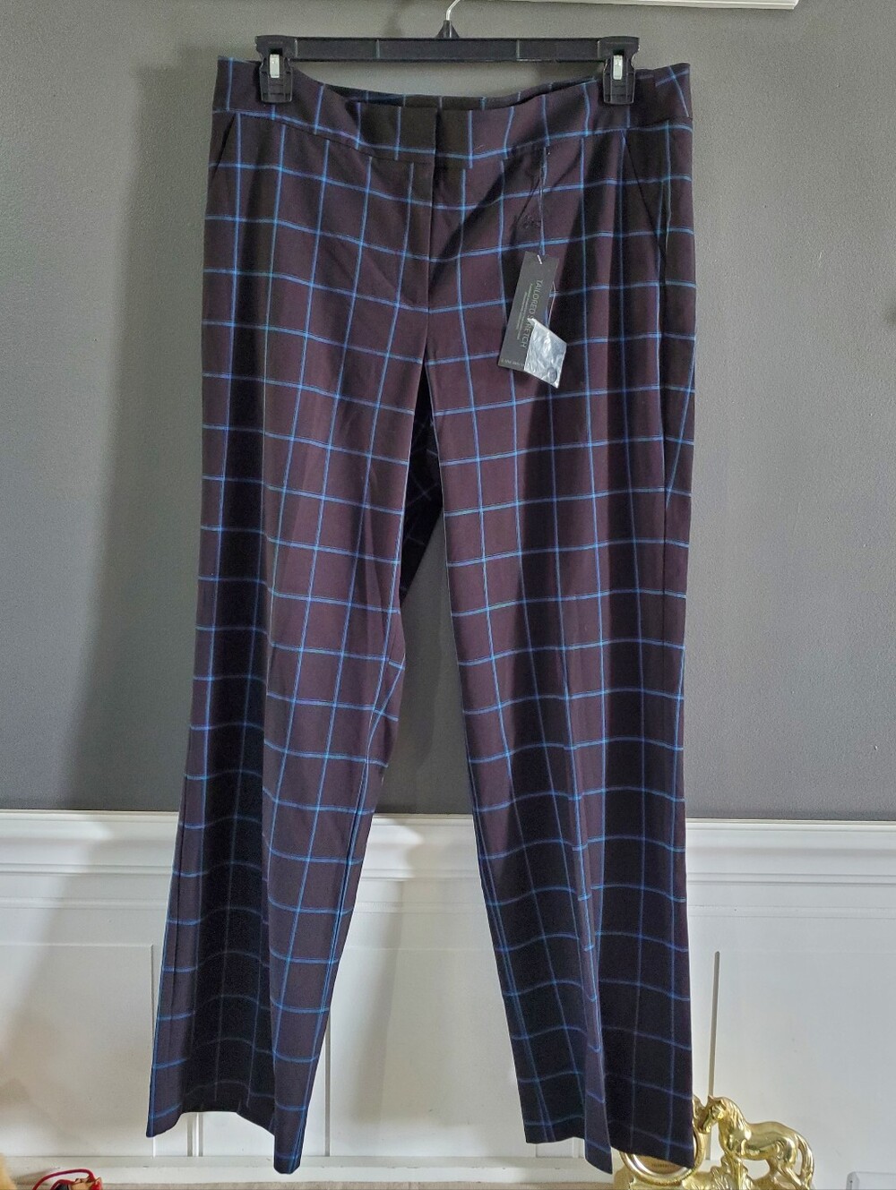 LANE BRYANT Sophie Windowpane Check Trousers Pants 16